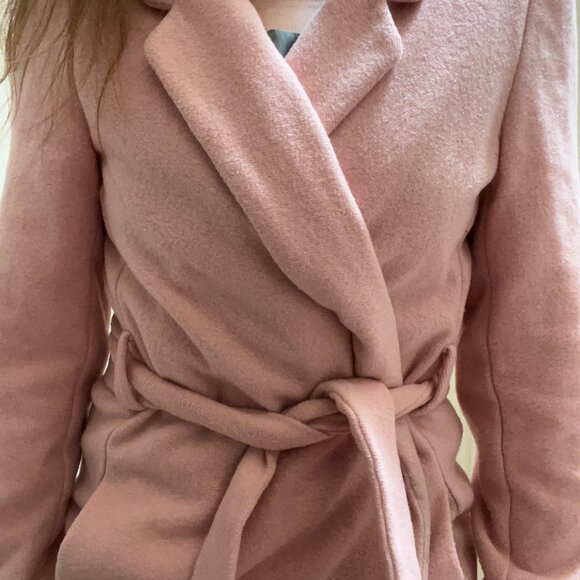 Reformation Dusty Rose Wrap Coat | Wool-Blend Midi | Size M - Picture 3 of 7